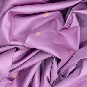 Lavender Handloom Kanchipuram Korvai Silk Saree With Buttas-Lavander