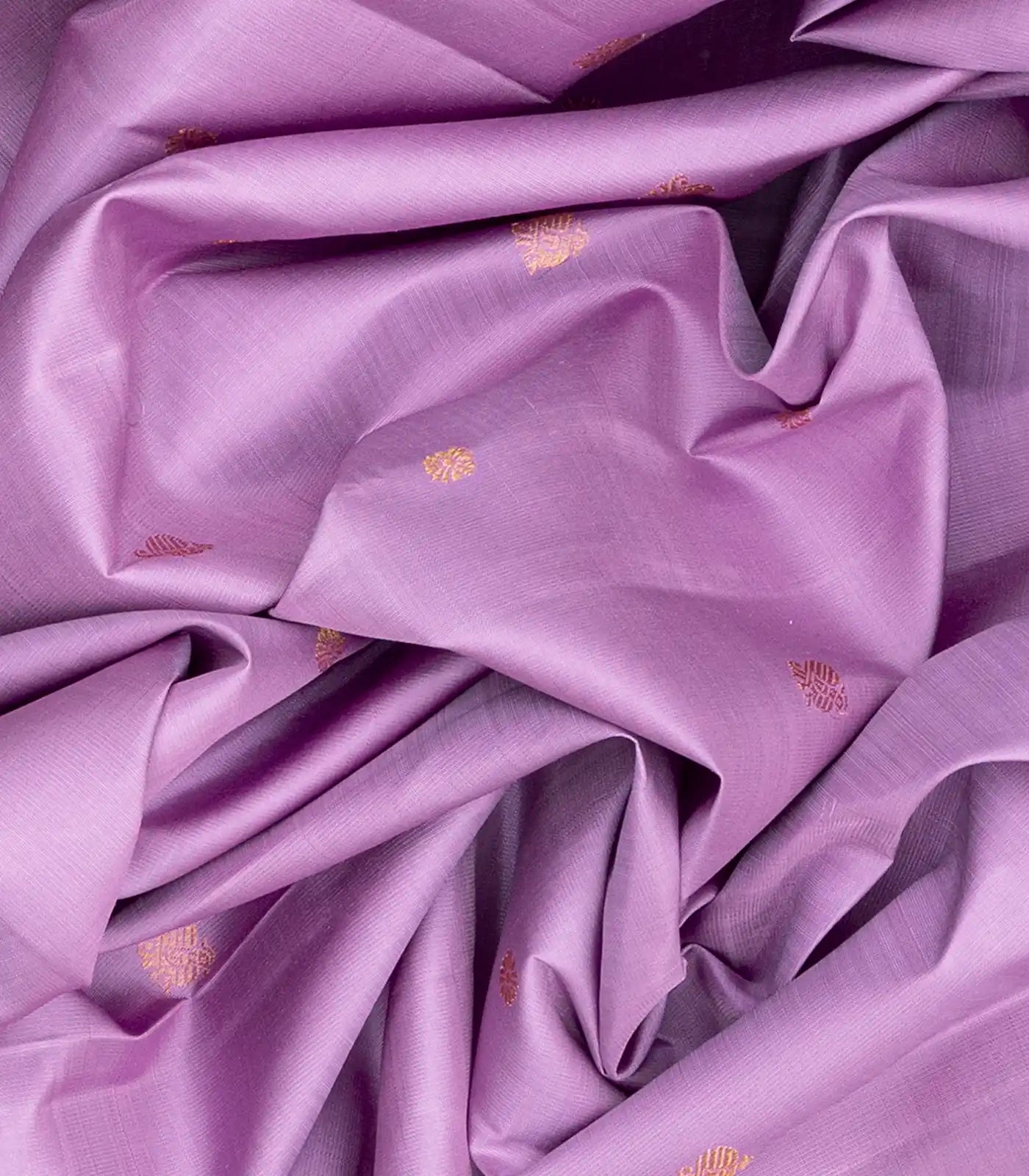 Lavender Handloom Kanchipuram Korvai Silk Saree With Buttas-Lavander