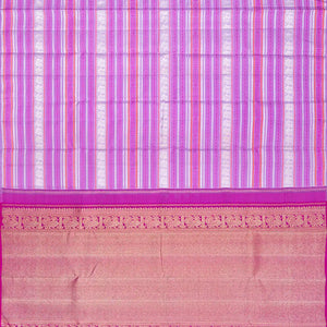 Lavender Handloom Kanchipuram Silk Saree With Stripes-Lavender