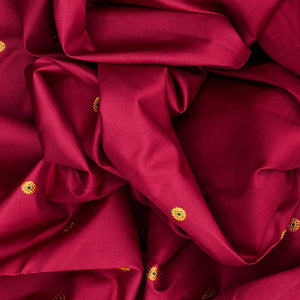 Crimson Handloom Kanchipuram Silk Saree With Chakaram Motifs-Crimson