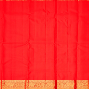 Red Handloom Kanchipuram Silk Saree With Annam Buttas -Red