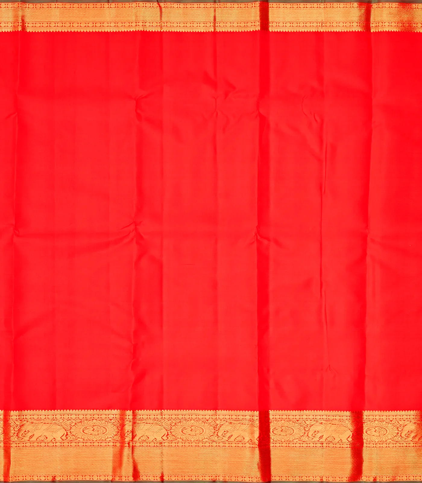 Red Handloom Kanchipuram Silk Saree With Annam Buttas -Red