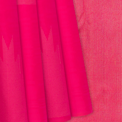Hot Pink Handloom Kanchipuram Silk Saree With Temple Buttas -Hot Pink