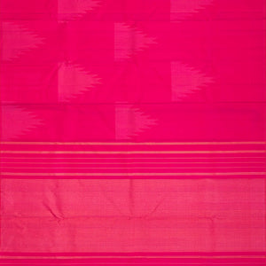 Hot Pink Handloom Kanchipuram Silk Saree With Temple Buttas -Hot Pink