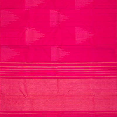 Hot Pink Handloom Kanchipuram Silk Saree With Temple Buttas -Hot Pink