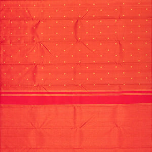 Red Handloom Kanchipuram Partley Silk Saree With Square Buttas-Red