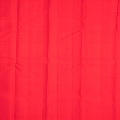 Red Handloom Kanchipuram Partley Silk Saree With Square Buttas-Red