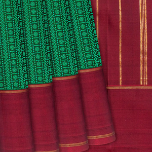 Sea Green Handloom Kanchipuram Silk Saree With Traditional Motifs-Sea Green