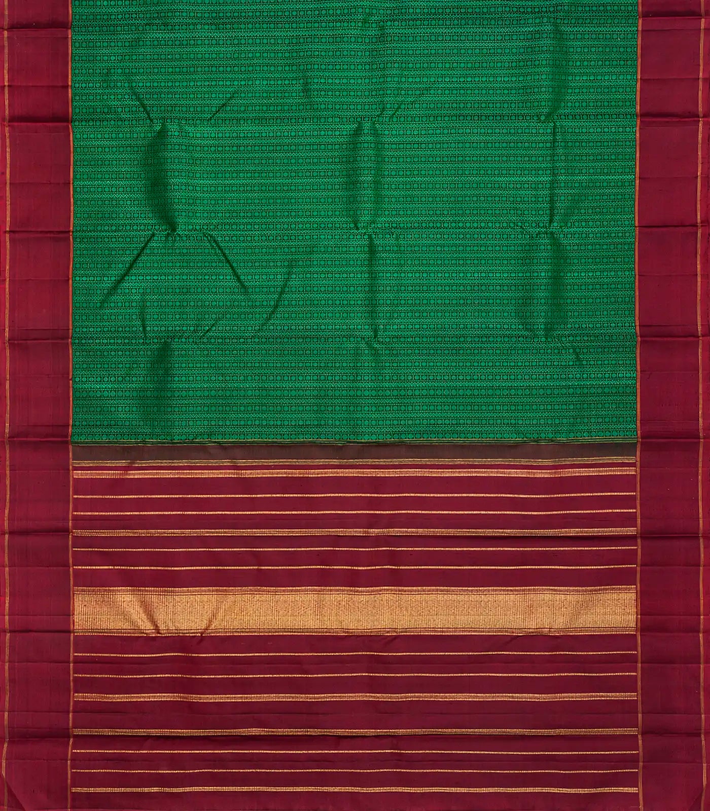 Sea Green Handloom Kanchipuram Silk Saree With Traditional Motifs-Sea Green