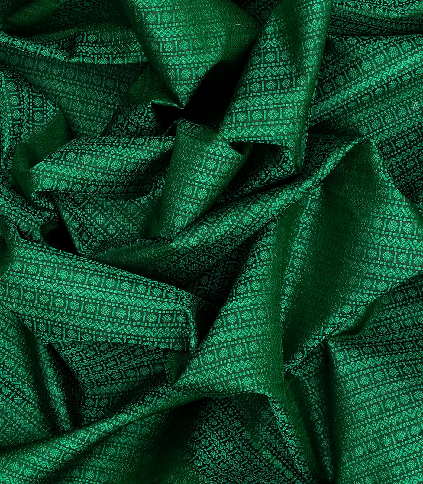 Sea Green Handloom Kanchipuram Silk Saree With Traditional Motifs-Sea Green