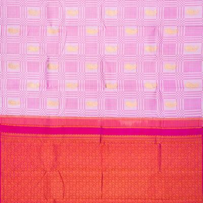 Baby Pink Handloom Kanchipuram Payadi Silk Saree With Mango Buttas-Baby Pink