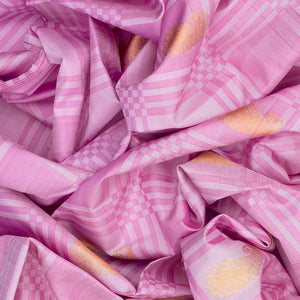 Baby Pink Handloom Kanchipuram Payadi Silk Saree With Mango Buttas-Baby Pink