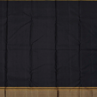 Orange Handloom Kanchipuram Korvai Silk Saree With Meena Checks-Orange