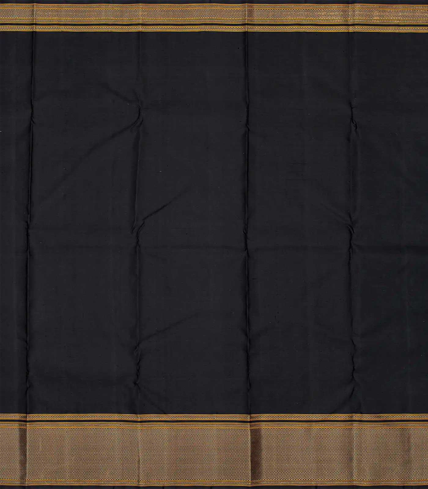 Orange Handloom Kanchipuram Korvai Silk Saree With Meena Checks-Orange