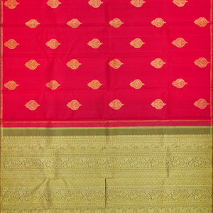 Pink Handloom Kanchipuram Silk Saree With Peacock Buttas-Pink