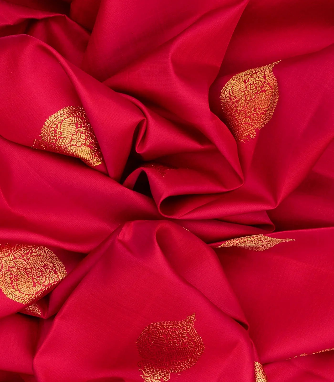 Pink Handloom Kanchipuram Silk Saree With Peacock Buttas-Pink