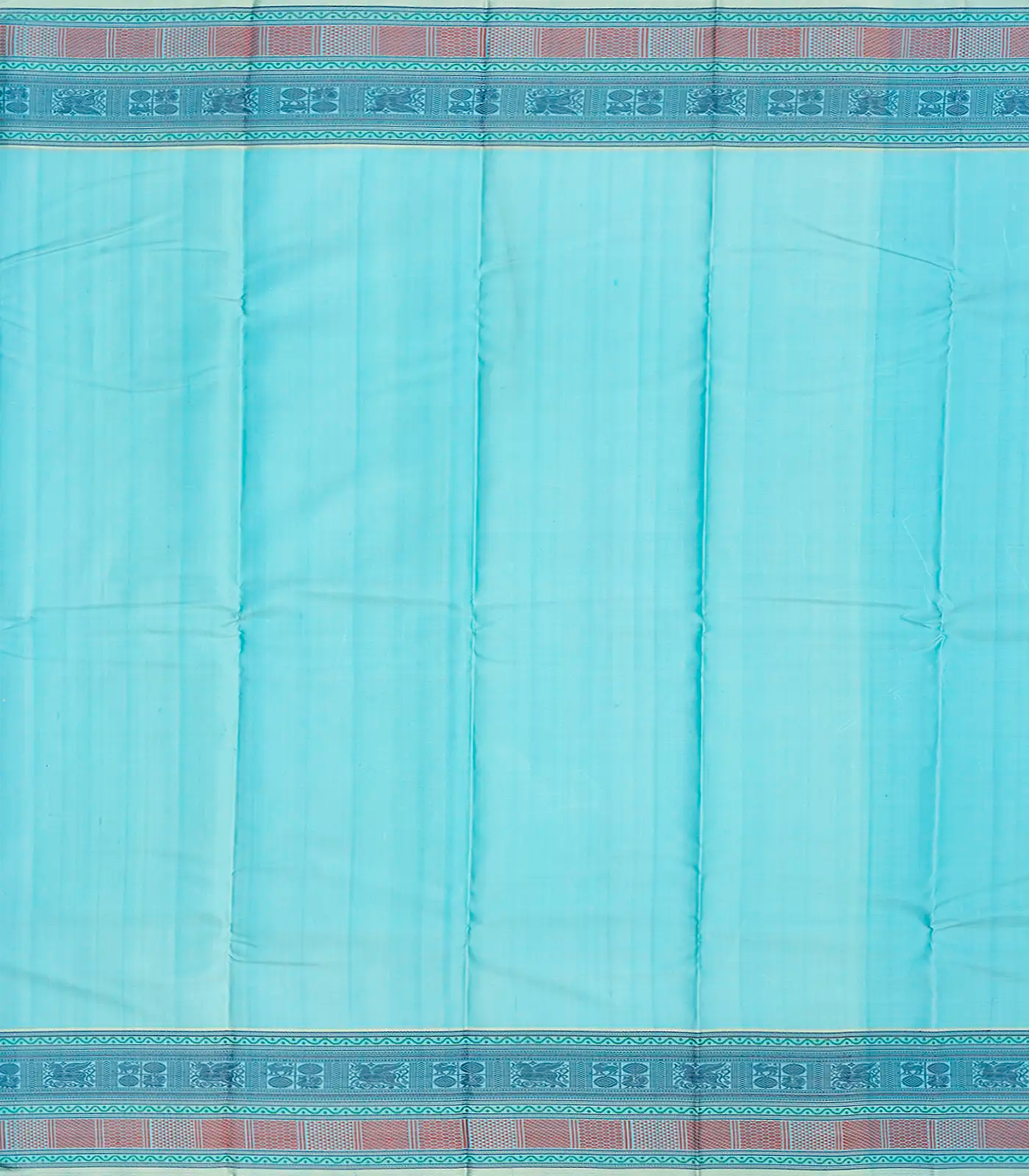 Sky Blue Handloom Kanchipuram Silk Saree With Floral Buttas-Sky Blue