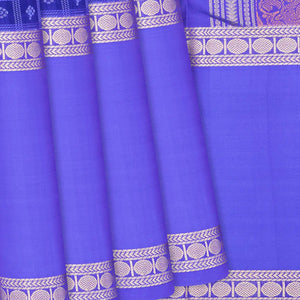 Purple Handloom Kanchipuram Silk Saree With Checks-Purple