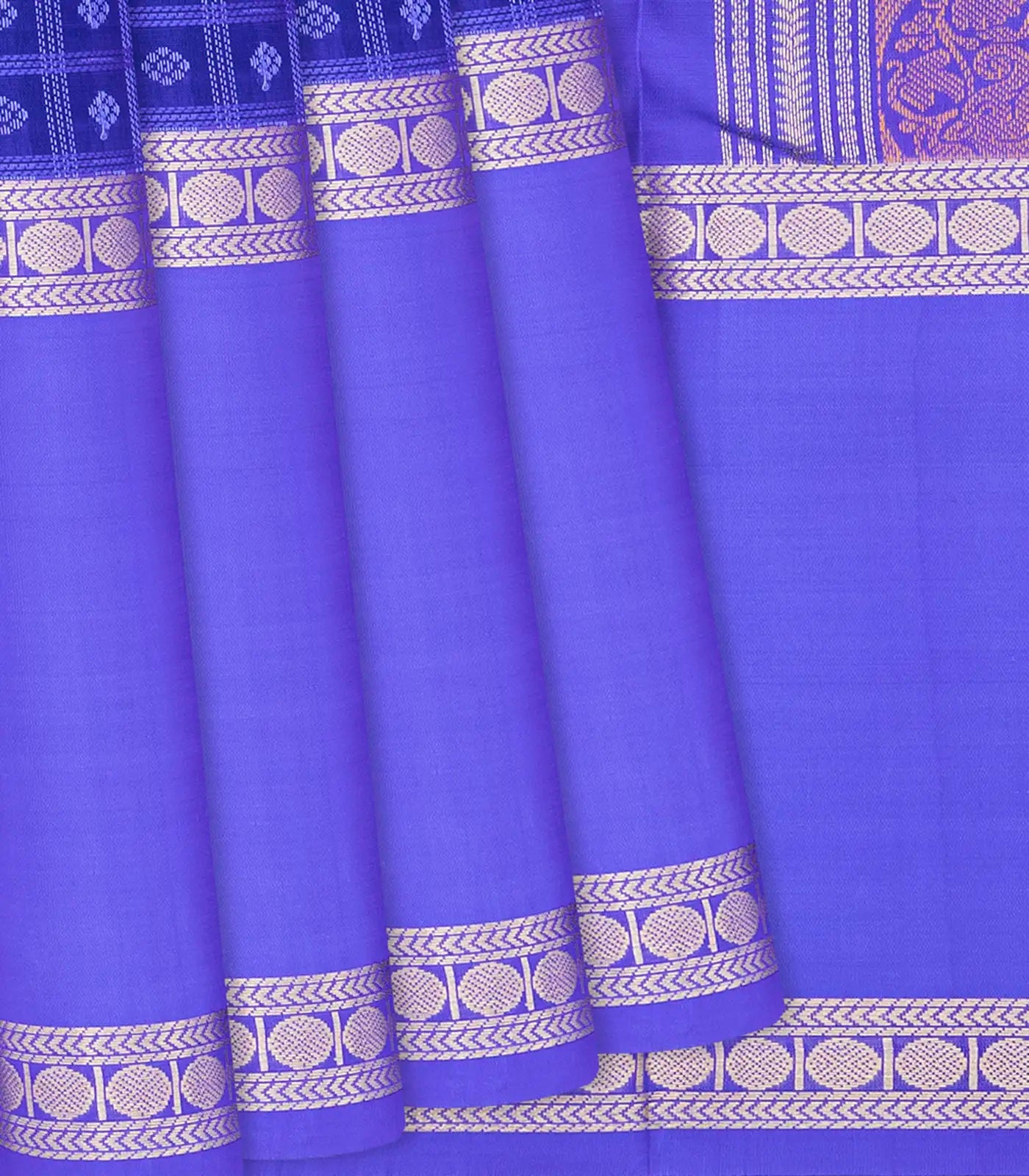 Purple Handloom Kanchipuram Silk Saree With Checks-Purple