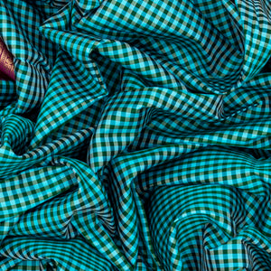 Cyan Handloom Kanchipuram Silk Saree With Checks-Cyan