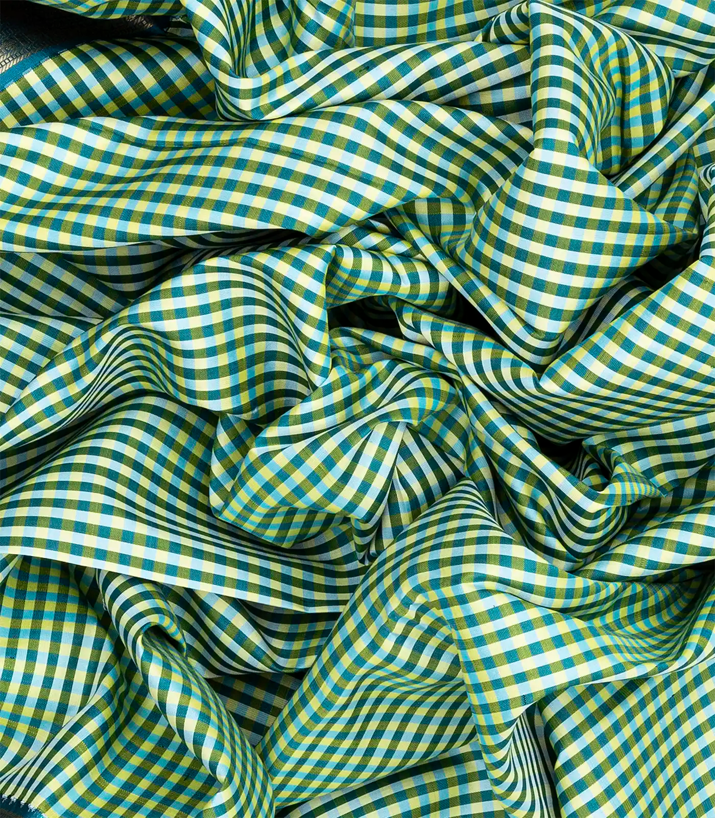 Green Handloom Kanchipuram Silk Saree With Checks-Green