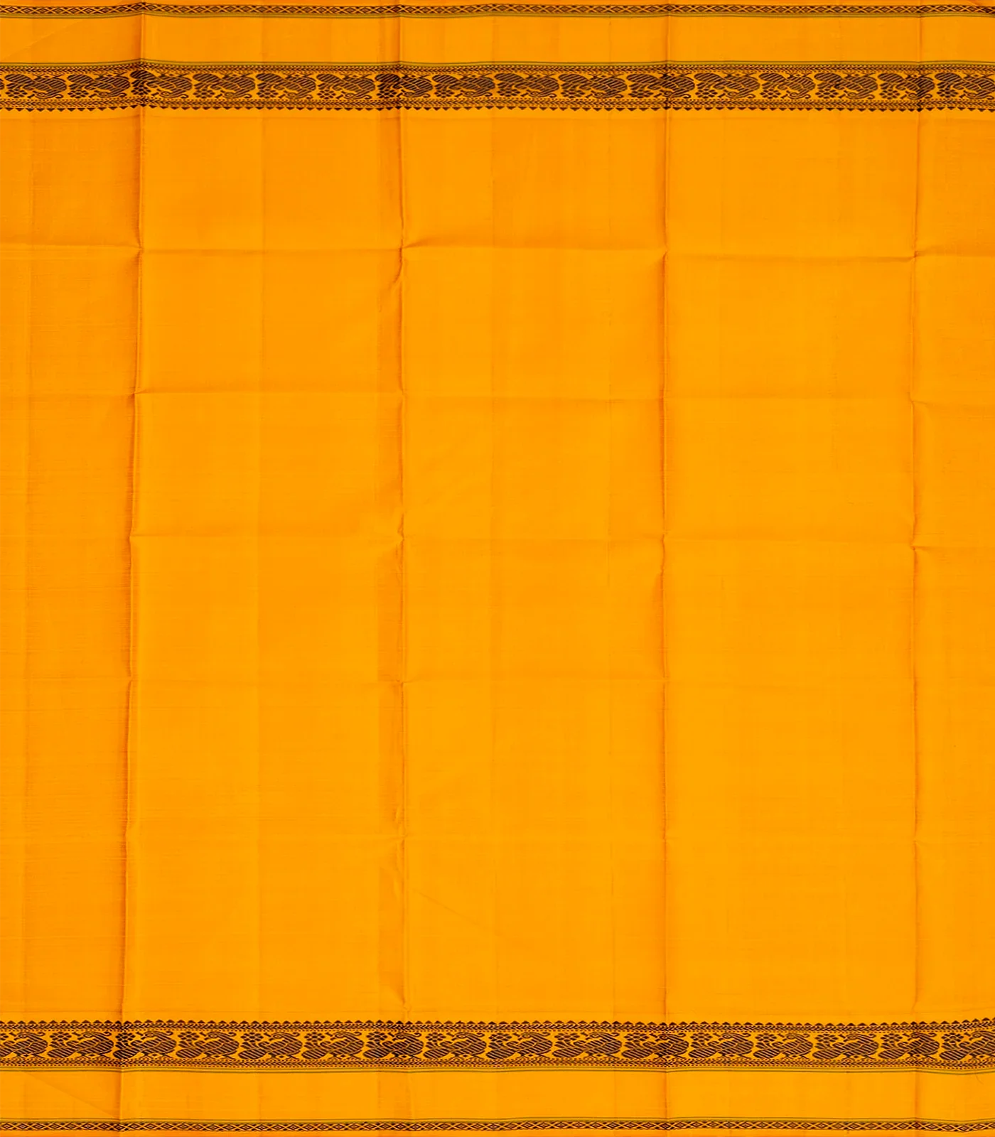 Black Handloom Kanchipuram Korvai Silk Saree With Mustard Border-Black