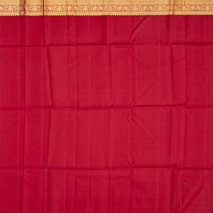 Crimson Handloom Kanchipuram Silk Saree With Meena Floral Motifs-Crimson
