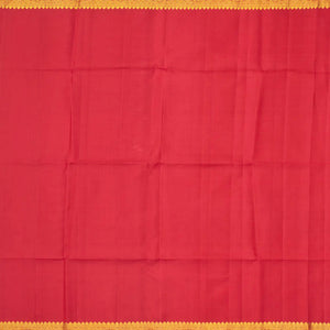 Red Handloom Kanchipuram Silk Saree With Floral Vine Motifs-Red