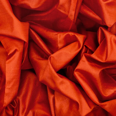 Red Handloom 9 Yards Silk Saree With Muthu Border-Red