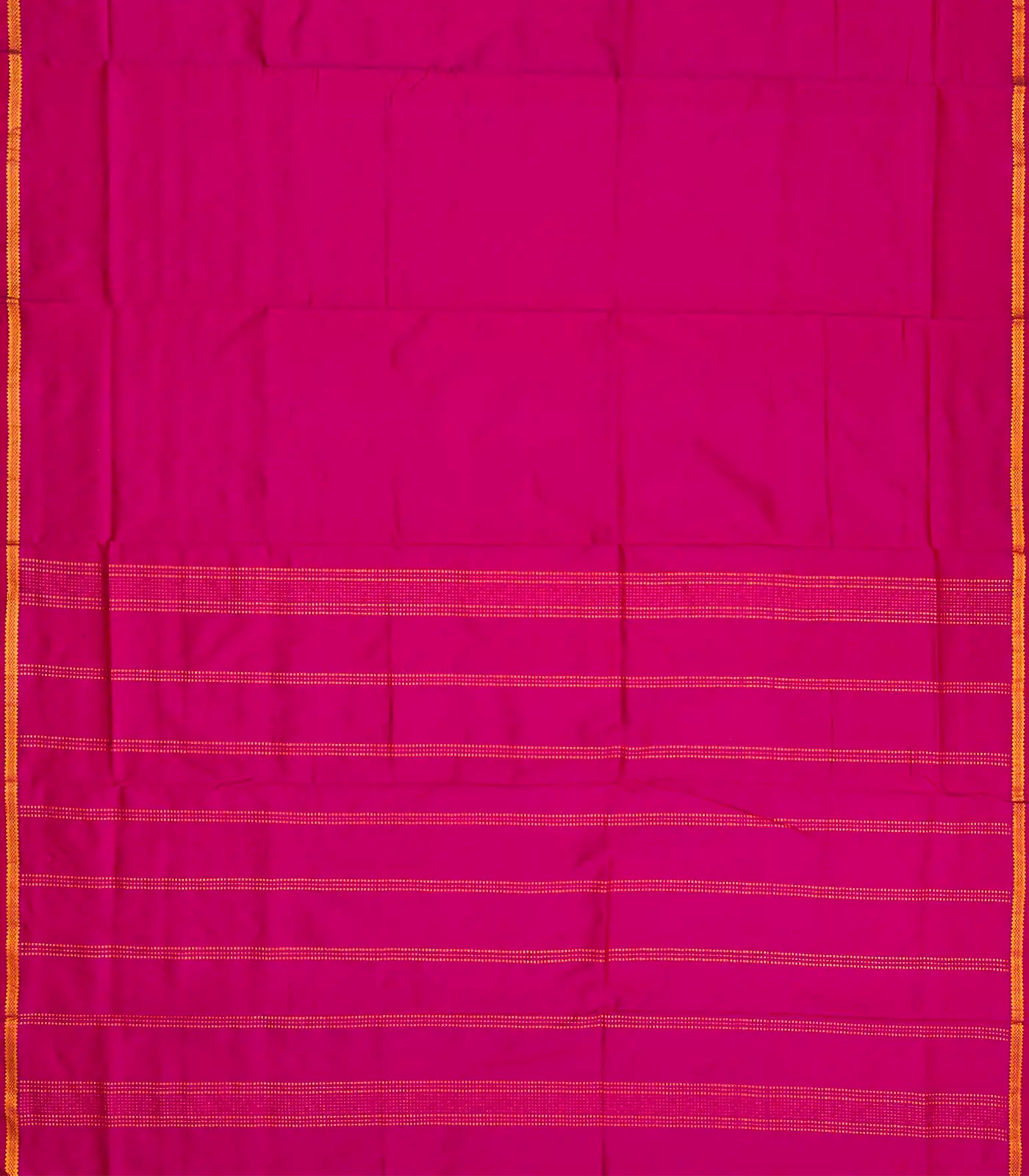 Hot Pink Handloom 9 Yards Silk Saree With Zari Border-Hot Pink