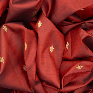 Maroon Handloom Kanchipuram Silk Saree With Flower Buttas-Maroon
