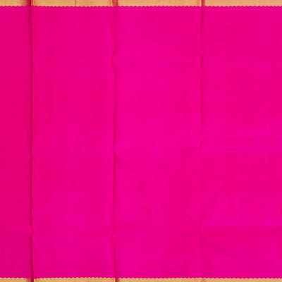 Hot Pink Handloom Kanchipuram Silk Saree With Floral Buttas-Hot Pink