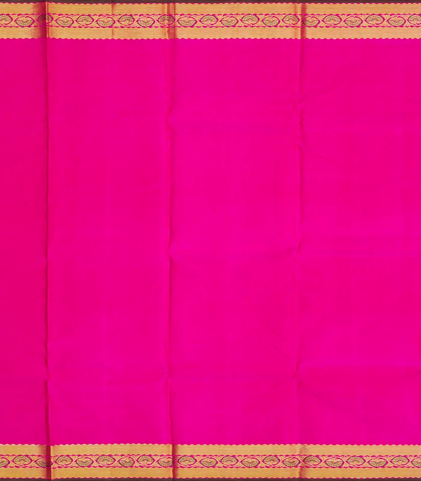 Hot Pink Handloom Kanchipuram Silk Saree With Floral Buttas-Hot Pink