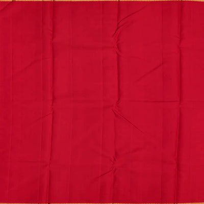Crimson Handloom Kanchipuram Silk Saree With Swastik Motifs-Crimson