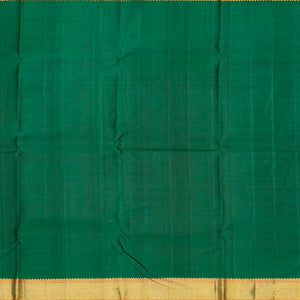 Grey Handloom Kanchipuram Silk Saree With Floral Stripes-Grey