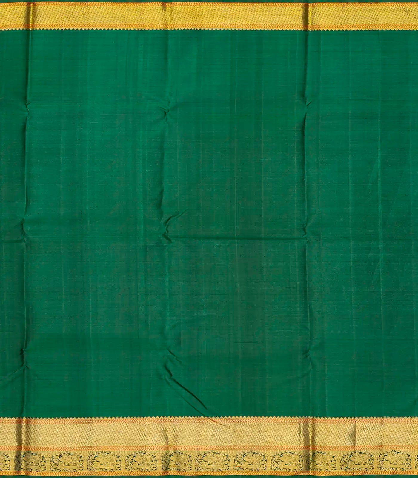 Grey Handloom Kanchipuram Silk Saree With Floral Stripes-Grey