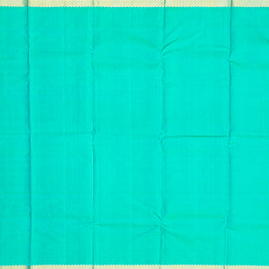 Turquoise Handloom Kanchipuram Silk Saree With Floral Motifs-Turquoise