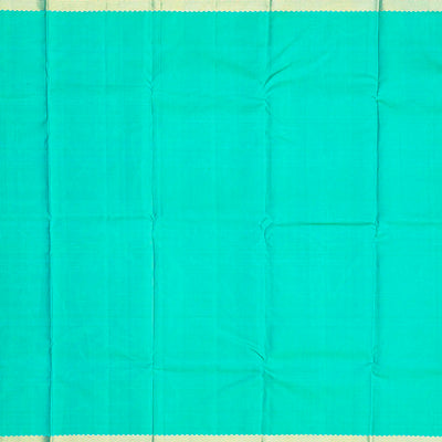 Turquoise Handloom Kanchipuram Silk Saree With Floral Motifs-Turquoise