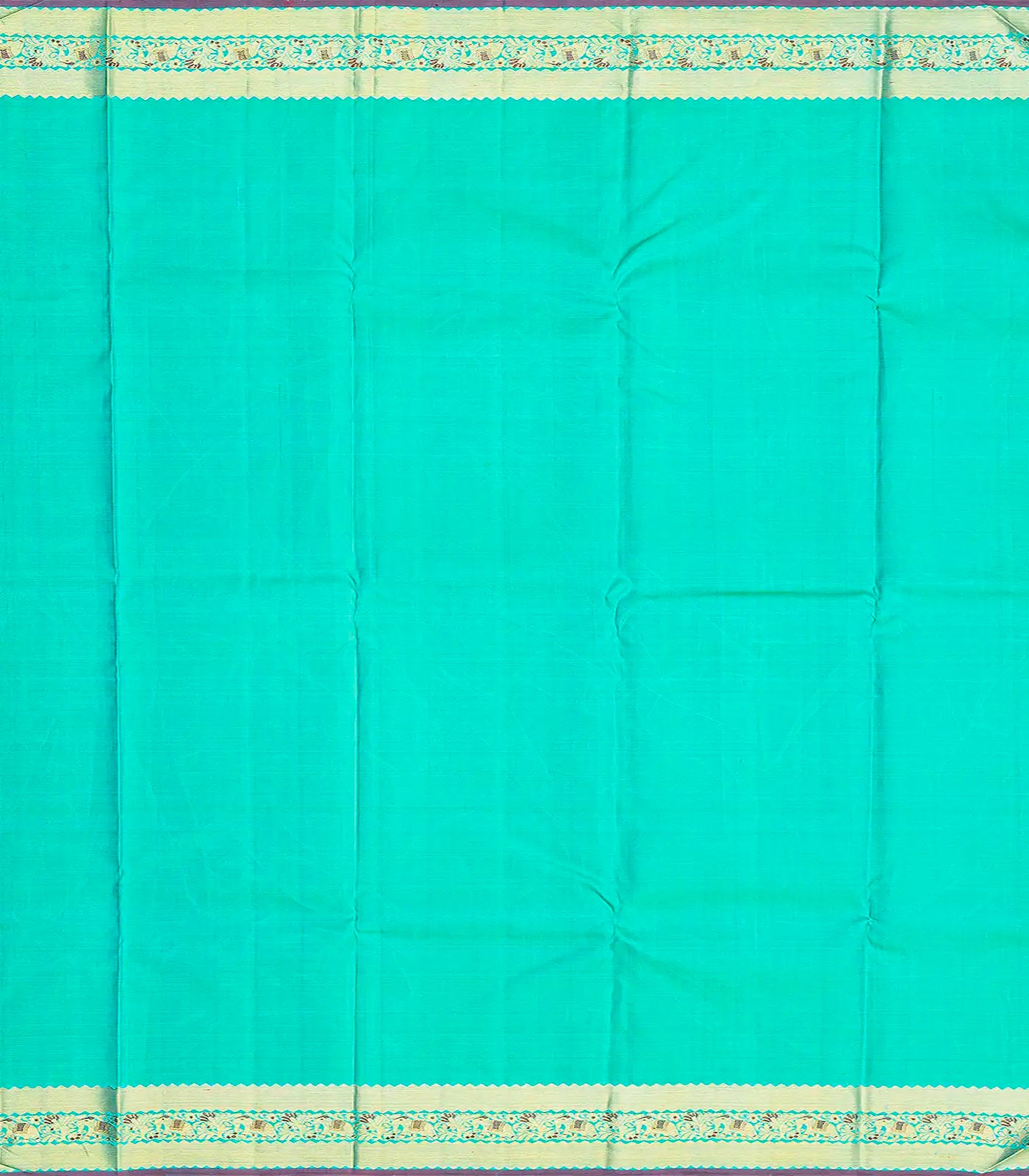 Turquoise Handloom Kanchipuram Silk Saree With Floral Motifs-Turquoise