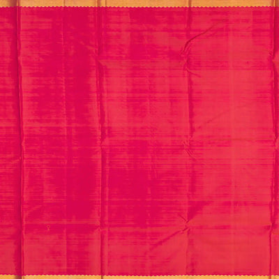 Red Handloom Kanchipuram Silk Saree With Floral Buttas-Red