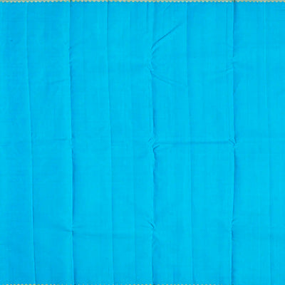 Turquoise Handloom Kanchipuram Silk Saree With Annam Chakaram Motifs-Turquoise