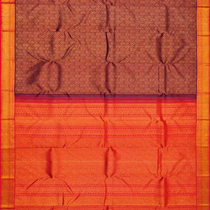 Magenta Handloom Kanchipuram Silk Saree With Floral Motifs -Magenta