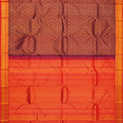 Magenta Handloom Kanchipuram Silk Saree With Floral Motifs -Magenta