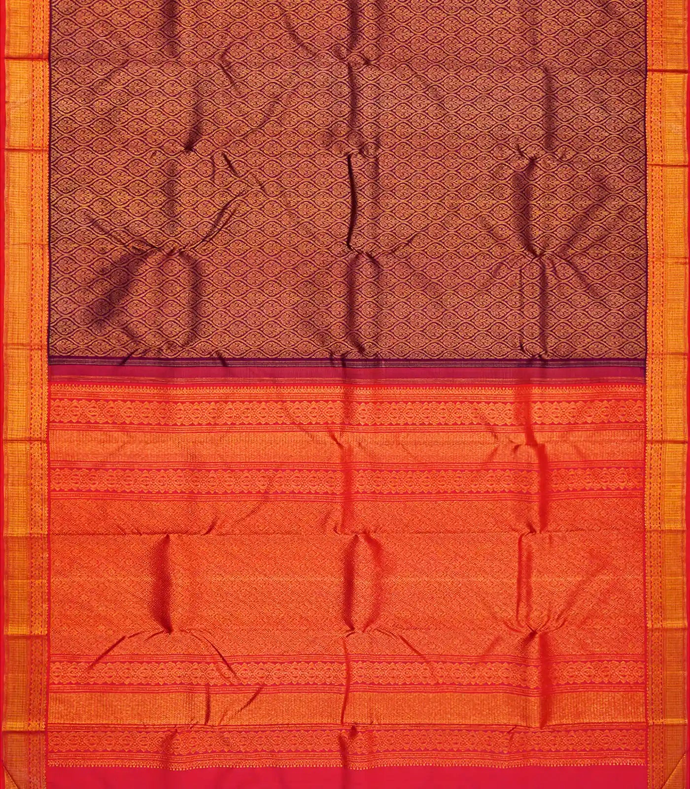 Magenta Handloom Kanchipuram Silk Saree With Floral Motifs -Magenta