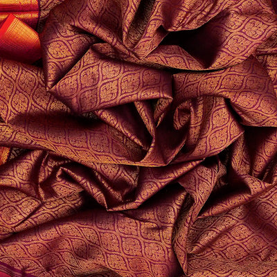 Magenta Handloom Kanchipuram Silk Saree With Floral Motifs -Magenta