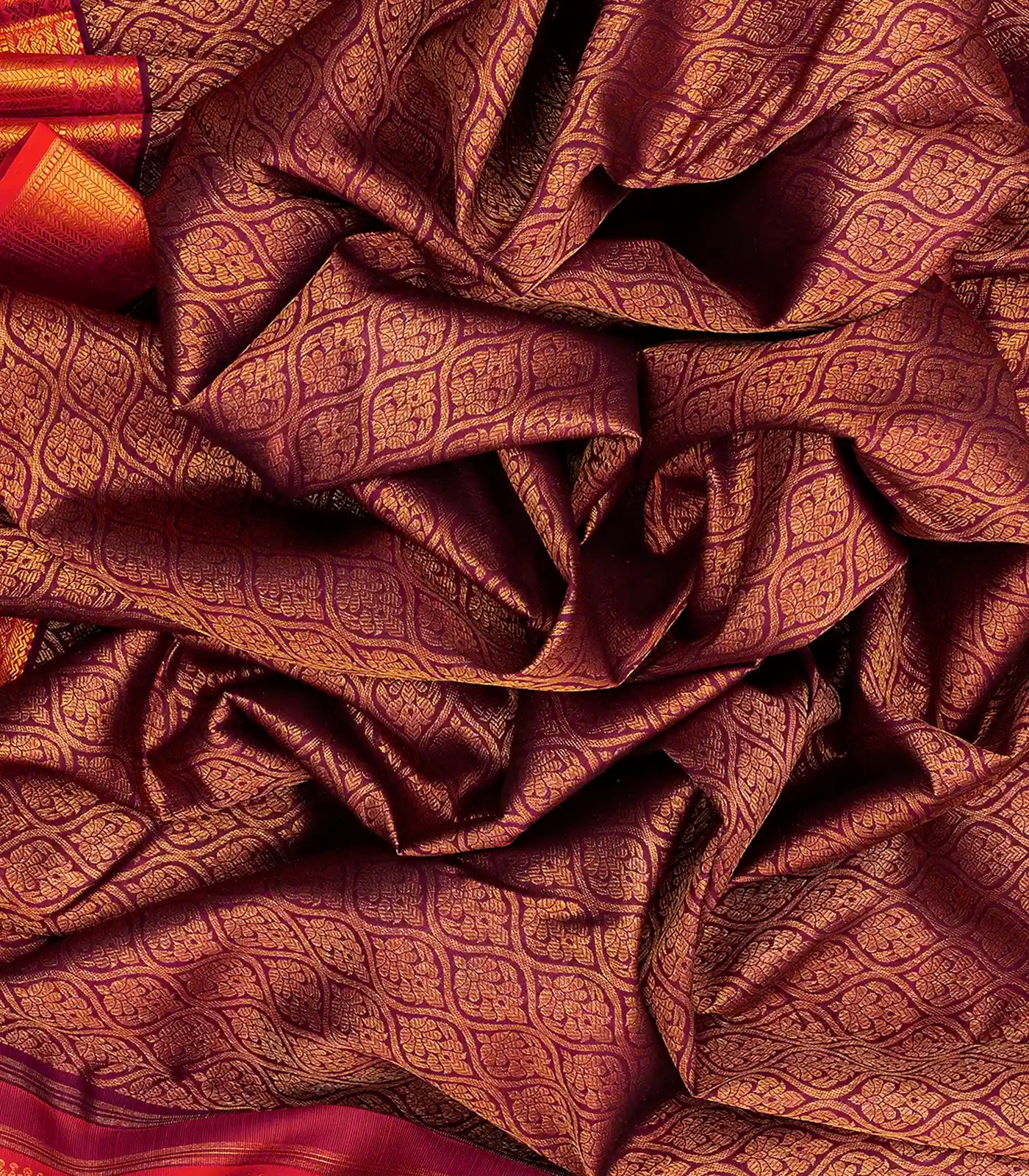 Magenta Handloom Kanchipuram Silk Saree With Floral Motifs -Magenta