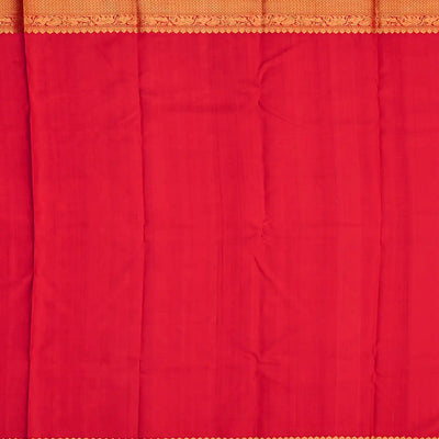 Crimson Handloom Kanchipuram Silk Saree With Kamalam Motifs -Crimson