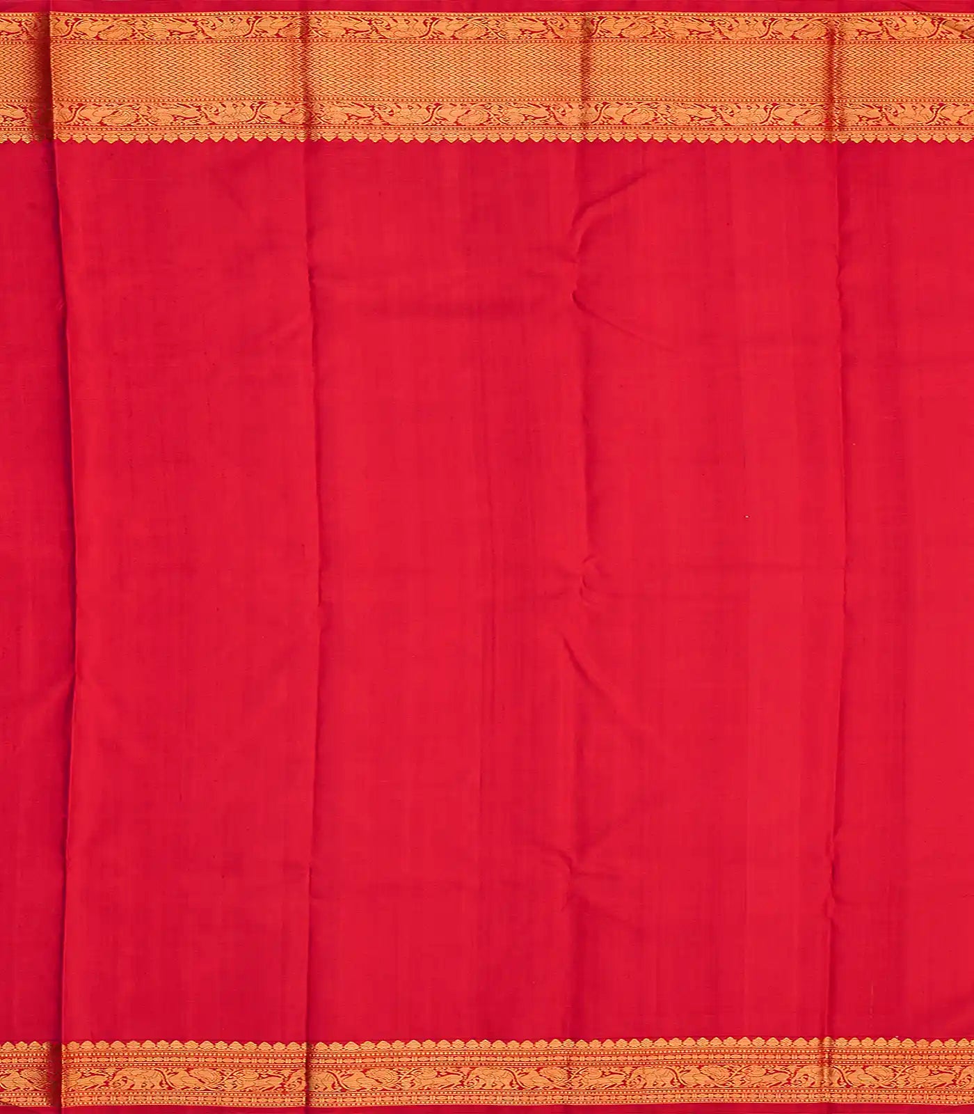 Crimson Handloom Kanchipuram Silk Saree With Kamalam Motifs -Crimson