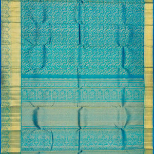 Light Blue Handloom Kanchipuram Silk Saree With Floral Vine Motifs -Light Blue