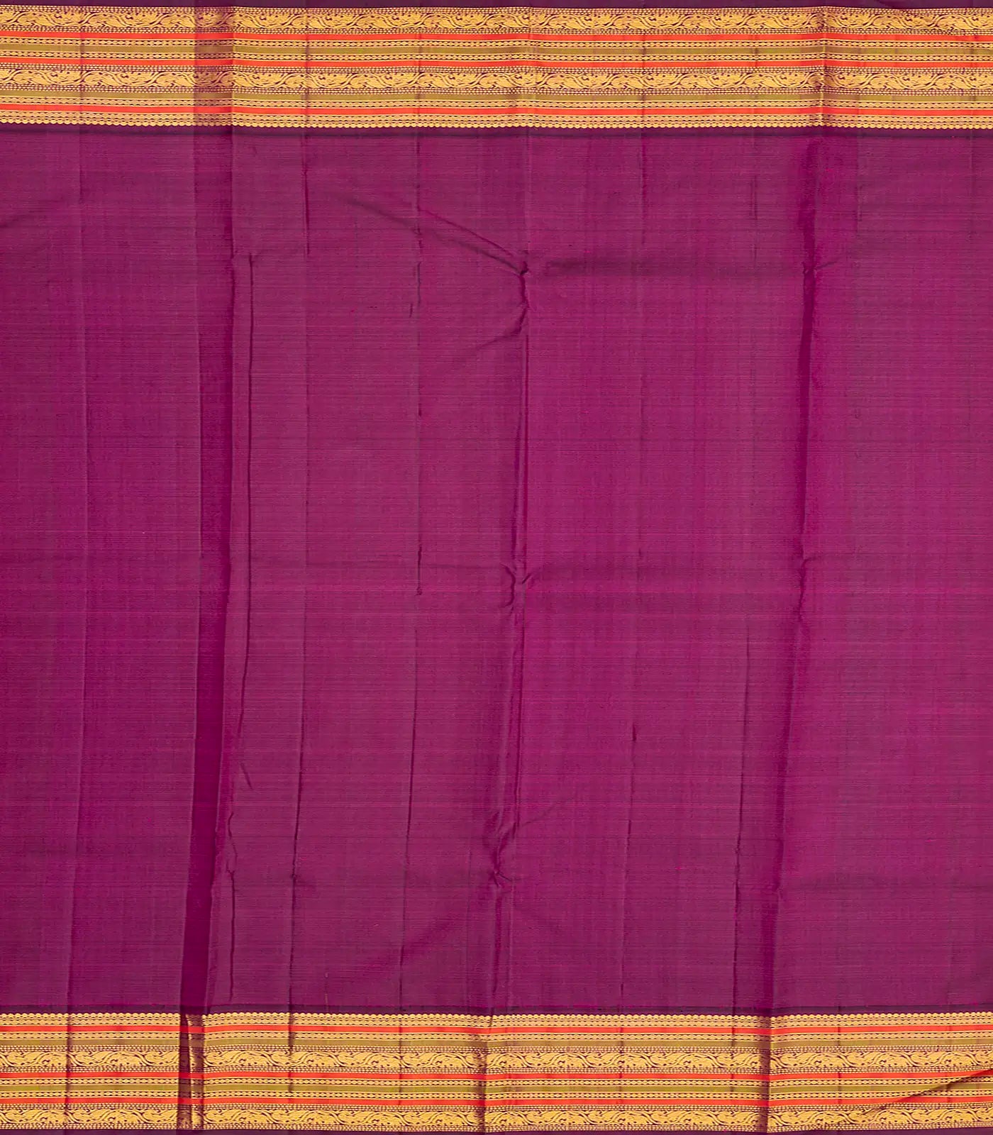 Turquoise Handloom Kanchipuram Korvai Silk Saree With Magenta Border